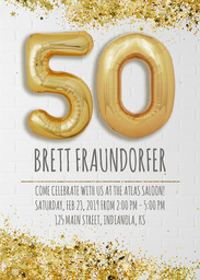 5x7 Greeting Card, Glossy, Blank Envelope with Gold Confetti 50th Birthday design