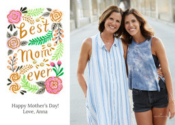 5x7 Greeting Card, Matte, Blank Envelope with Best Mom Flower Frame design