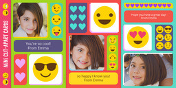 4x8 Greeting Card, Glossy, Blank Envelope with Cut-Apart Emoji Photos design