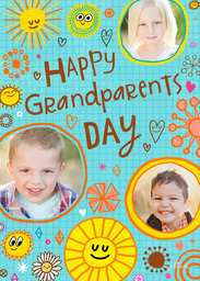 5x7 Greeting Card, Glossy, Blank Envelope with Grandparents Day Doodles design