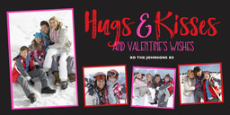4x8 Greeting Card, Matte, Blank Envelope with Valentine Hugs & Kisses design