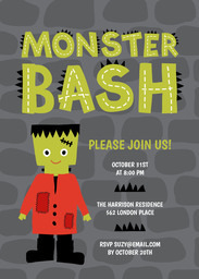 5x7 Greeting Card, Glossy, Blank Envelope with Monster Bash Invite design