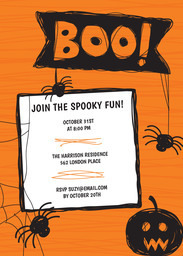 5x7 Greeting Card, Glossy, Blank Envelope with Spider Boo Invite design