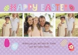 Same Day 5x7 Greeting Card, Matte, Blank Envelope with Pretty Purple Happy Easter design