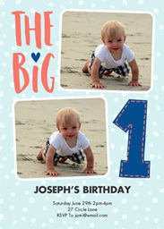 5x7 Greeting Card, Glossy, Blank Envelope with The Big 1 Boy design