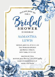 5x7 Scalloped Cardstock (Set Of 20), Blank Envelope with Blossoms in Blue Bridal Invitation design