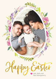 Same Day 5x7 Greeting Card, Matte, Blank Envelope with Floral Easter Egg design
