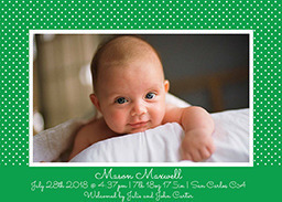 5x7 Greeting Card, Matte, Blank Envelope with Green Pin Dots Frame design