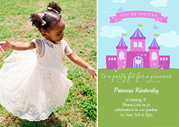 5x7 Greeting Card, Matte, Blank Envelope with Princess Castle Party design
