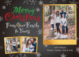 5x7 Greeting Card, Glossy, Blank Envelope with From Our Family To Yours Snowflake design