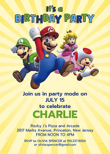 Custom Birthday Cards & Invitations, Nintendo Super Mario Bros. Birthday  Invitation