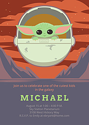 5x7 Greeting Card, Glossy, Blank Envelope with Star Wars: The Mandalorian The Child Birthday Invitation design