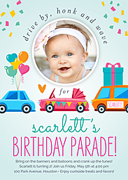 5x7 Greeting Card, Glossy, Blank Envelope with Birthday Parade design