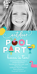 4x8 Greeting Card, Matte, Blank Envelope with Outdoor Pool Party design