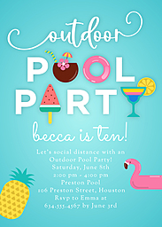 5x7 Cardstock, Blank Envelope with Outdoor Pool Party design