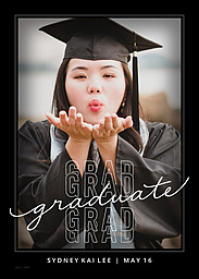 Same Day 5x7 Greeting Card, Matte, Blank Envelope with All That Grad Frame Announcement design
