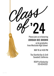 5x7 Elegant Cardstock (Set Of 20), Blank Envelope with Class Of 24 Graduation Announcement design
