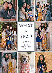 5x7 Greeting Card, Glossy, Printed Envelope with What A Year Photo Collage 20XX design