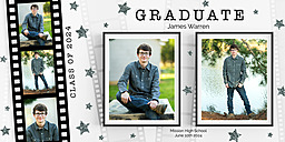 4x8 Greeting Card, Matte, Blank Envelope with Film Star Graduate Announcement design