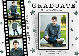 5x7 Elegant Cardstock (Set Of 20), Blank Envelope with Film Star Graduate Announcement design