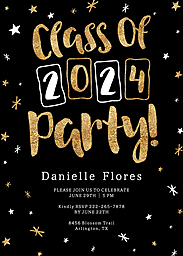 5x7 Cardstock, Blank Envelope with Gold Stars Class Of 2024 Party design
