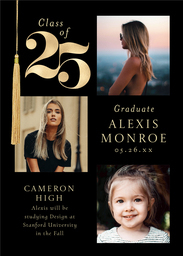 5x7 Greeting Card, Matte, Blank Envelope with Grads Big Date in Black design