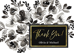 5x7 Greeting Card, Glossy, Blank Envelope with Black and White Thank You Card design