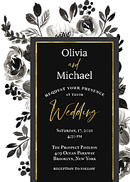 5x7 Greeting Card, Matte, Blank Envelope with Black and White Wedding invitation design