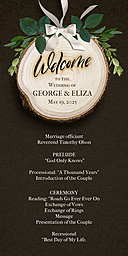 4x8 Greeting Card, Glossy, Blank Envelope with Our Rustic Wedding Program design