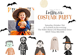 5x7 Cardstock, Blank Envelope with Costume Party design