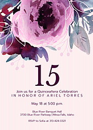 5x7 Greeting Card, Glossy, Blank Envelope with Beautiful Blooms Custom Number Milestone Party Invitation design