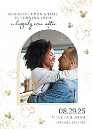 5x7 Greeting Card, Glossy, Blank Envelope with Disney Happily Ever After Save the Date design