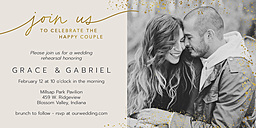 Same Day 4x8 Greeting Card, Matte, Blank Envelope with Elegant Gold and Taupe Wedding Event Invitation design