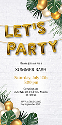 4x8 Greeting Card, Matte, Blank Envelope with Let's Party Summer Invitation design