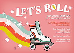 5x7 Greeting Card, Glossy, Blank Envelope with Roller Skating Birthday Invitation by Hallmark design