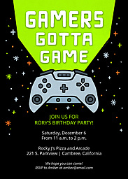 Same Day 5x7 Greeting Card, Matte, Blank Envelope with Video Game Birthday Invitation by Hallmark design