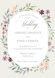 5x7 Greeting Card, Matte, Blank Envelope with Wild Flowers Wedding design
