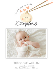5x7 Greeting Card, Glossy, Blank Envelope with Sweet Dumpling design