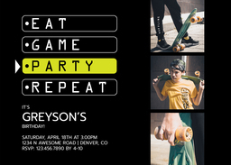 5x7 Cardstock, Blank Envelope with Game Party Repeat design