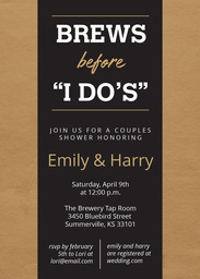 5x7 Elegant Cardstock (Set Of 20), Printed Envelope with Brews Before I Dos Wedding Shower design