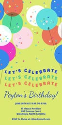 4x8 Greeting Card, Matte, Blank Envelope with Fun Celebration Balloons design