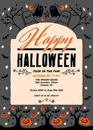 5x7 Greeting Card, Glossy, Blank Envelope with RIP Halloween Party design