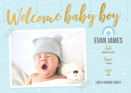 5x7 Greeting Card, Glossy, Blank Envelope with Welcome Baby design