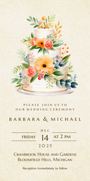 4x8 Greeting Card, Glossy, Blank Envelope with Wedding Cake Invitation design