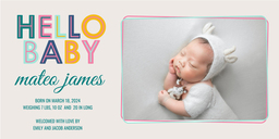 4x8 Greeting Card, Glossy, Blank Envelope with Hello Baby design