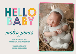 5x7 Greeting Card, Glossy, Blank Envelope with Hello Baby design