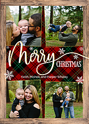 5x7 Greeting Card, Glossy, Blank Envelope with Modern Christmas Plaid design