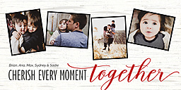 4x8 Greeting Card, Glossy, Blank Envelope with Cherish Togetherness Rustic Photo Collage design