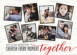 5x7 Greeting Card, Glossy, Blank Envelope with Cherish Togetherness Rustic Photo Collage design