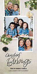 4x8 Greeting Card, Glossy, Blank Envelope with White Christmas Blessings design
